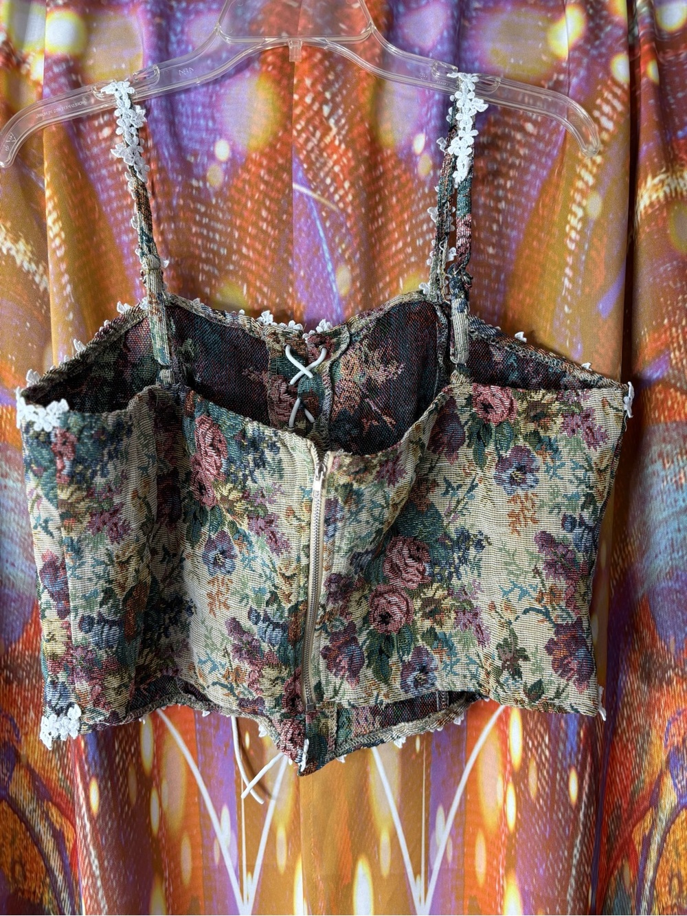 ✨SHEIN✨Floral Lace-Up Corset Top - Picture 7 of 7